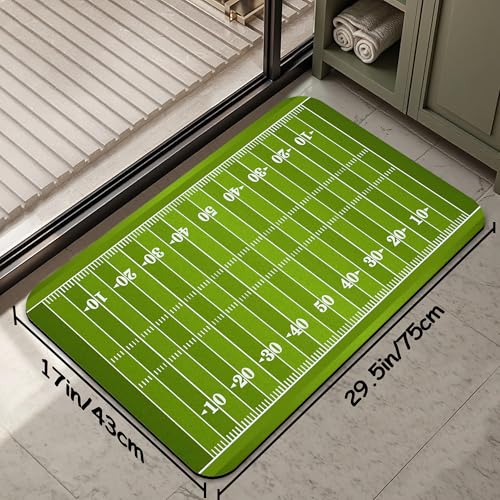 American Football Field Bathroom Mat,Non-Slip Rubber Backing Thin Low-Profile Bath Rug,Easy-Clean Bathroom Floor Mat for Shower,Bathtub,Kitchen,or Entryway - color: American Football Field