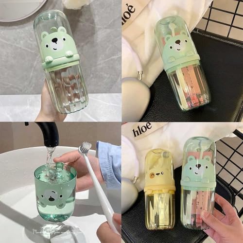 Cute Toothbrush Travel Case for Kids with Detachable Handle, Portable Cute Toothbrush Holder, Multifuction Toothbrushes Toothpaste Storage Box for Camping Travel or Home Use (Green) - color: Green