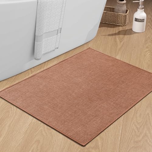 chakme Bathroom Rugs Mat 36x24, Ultra Thin Non Slip Bath Mat Large Quick Dry Absorbent Bath Mat for Bathroom, (Dark Pink, 36"x24") - color: Dark Pink, size: 2' x 3' (Rectangular)