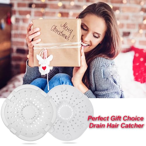 Hair Drain Catcher,Square Drain Cover for Shower Strong Adhesion Silicone Hair Stopper with Suction Cup,Easy to Install Suit for Bathroom,Bathtub,Kitchen 2 Pack (Cream White) | Drainer Cover Silicone Hair Stopper with Suction Cups,Protector Accessories,Ea