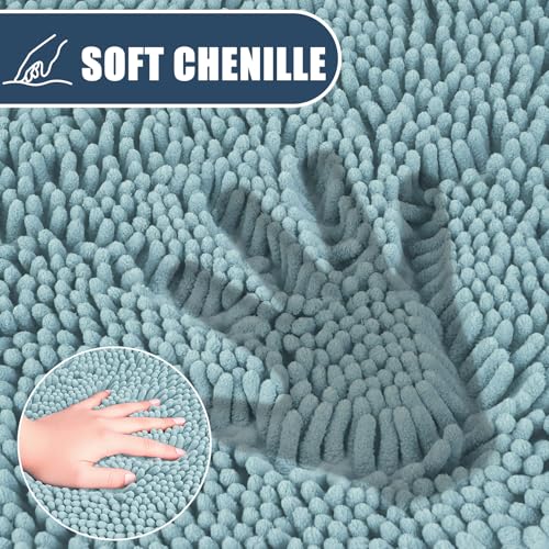Bathroom Rugs Sets 3 Piece with Adjustable Toilet Seat Cover 19.5"x 18.5" Machine Washable Bath Rug Set with TPR Non Slip Rubber Backing Solid Bath Mat Set for Luxury Bathroom Decoration - color: Light Blue
