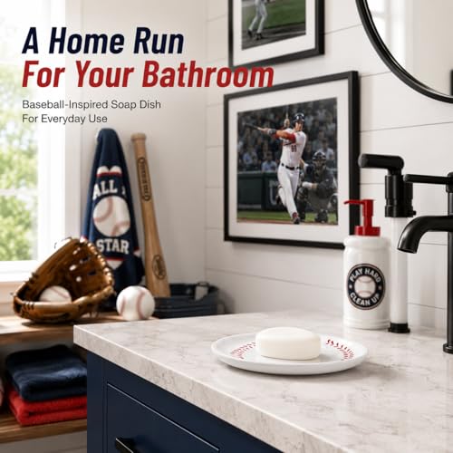 4-Piece Sports Bathroom Accessories Set Complete with Basketball Lotion/Soap Dispenser,Soccer Bath Cup/Tumbler,Base Ball Soap Dish,Football Toothbrush Holder - style: Sports Style Model