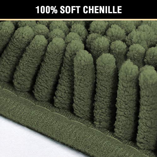 H.VERSAILTEX Non Slip Thick Shaggy Chenille Bathroom Rugs, Bath Mats for Bathroom Extra Soft and Absorbent - Bath Rugs Set for Indoor/Kitchen (Set of 2-20" x 32"/17" x 24") Loden - color: Loden, size: 20" x 32" Plus 17" x 24"
