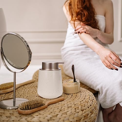 Bosilunlife Ceramic Foaming Soap Dispenser - 12Oz Bathroom Countertop Kitchen Dish Soap Pump Dispenser Foam Soap Dispenser - Apricot with Speckle - color: Apricot