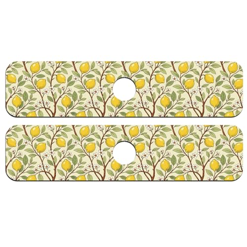 2 Pcs Kitchen Sink Splash Guard Faucet Mat Lemon Tree Pattern Faucet Mat for Sinks Flower Absorbing Drying Mats for Kitchen Bathroom - color: Lemon Tree Pattern