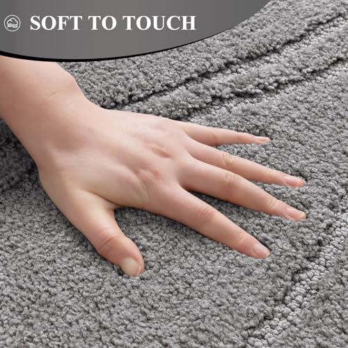 Bsmathom Bathroom Rugs Sets 3 Piece, Soft Non Slip Microfiber Bath Mat and U-Shaped Contour Toilet Rug, Machine Washable Absorbent Shaggy Bathroom Set, Light Gray - color: Light Gray