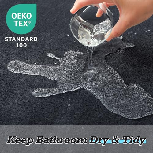 HUXMEYSON Bathroom Rugs Sets 2 Piece, Non-Slip & Quick Dry Bath Mat Set, Ultra Soft Velvet Bath Rugs for Bathroom, Toilet and Shower Floor, Dark Grey - color: Dark Grey, size: 17"x24"+U Shape 20"x24"