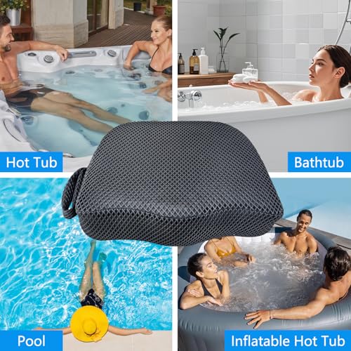 REEZEIVI Hot Tub Booster Seat for Adults,5 Inch Thick SPA Cushion,Weighted Hot Tub Cushion with Non-Slip Bottom,Quick Dry Spa seat,Washable 3D Mesh,Inflatable Hot Tub,Pool, Bathtub(Grey Green) - color: Grey Green