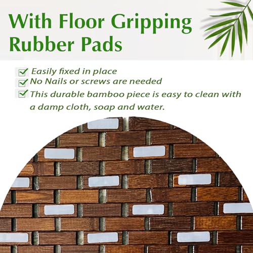 Bamboo Bath Mat Brown 24 x 16 Inches and Soap Dish Set Bathroom Rugs Non Slip Washable Bamboo Shower Mat Bathtub Mat Non Slip for Kitchen Sauna Spa Hot Tub Outdoor Bathroom Décor - color: Brown, size: 24x16