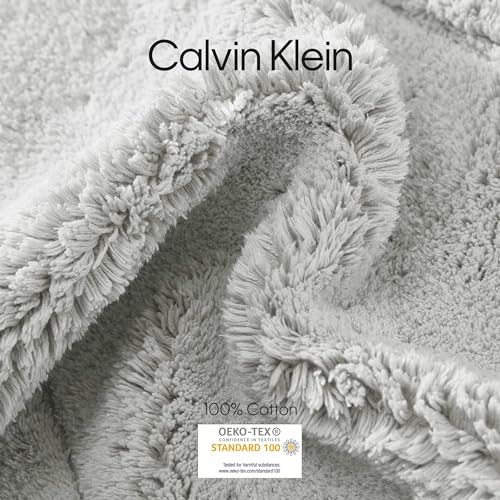 Calvin Klein - Bath Rug Set, Soft & Absorbent Cotton Bath Mats, Modern Bathroom Essentials (Essence Silver Grey, 2-Piece) - color: Essence Silver Grey, size: 1'9" x 2'10" (Rectangular)