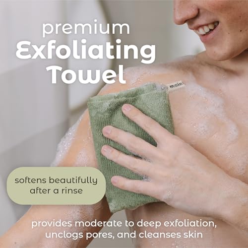 MainBasics Japanese Deep Exfoliating Shower Towel, 3 Pack, Earthy Love | Japanese Nylon, Body Washcloth, Textured for Effective Exfoliation, Quick-Dry, Durable, Helps Reveal Smoother Skin - color: Earthy Love