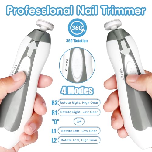 Qunlions life Baby Nail Trimmer Electric, 6 in 1 Baby Nail File Clippers Infant Grooming Kit Manicure Set with Replacement Pads for Toddler or Adults, Grey - color: Grey Nail Trimmer
