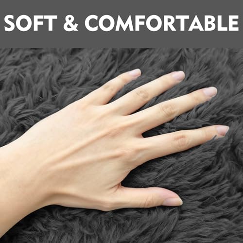 RUN HELIX Shaggy Bathroom Rugs Sets 3Piece Bath Mat for Bathrom Non-Slip Bathrom Mats Water Absorbent Bath Rug Floor Mats Soft Washable Shower Rug with U-Shaped Contour Rug Toilet Lid Cover Grey - color: Grey