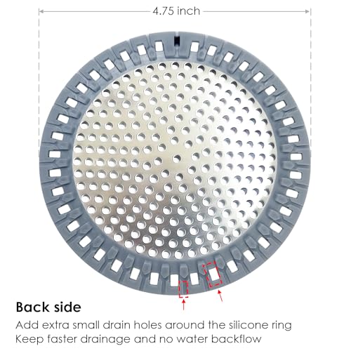 Huntonry Drain Hair Catcher, Shower Hair Drain Catcher, Shower Drain Cover, Bathtub Drain Strainer, Tub Hair Catcher, Bathroom Sink Strainer Hair Trap Filter, Bathroom Drain Defender, Flat, Round - color: Silver