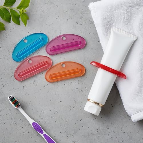 10 PCS Tooth Pastetooth Paste Squeeze, Plastic Toothpaste Tube Squeezer Tool Hanging Kids Toothpaste Dispenser Clip Holder for Bathroom, Suitable for Toothpastes Cream Cosmetics and Paint (5 Colors)