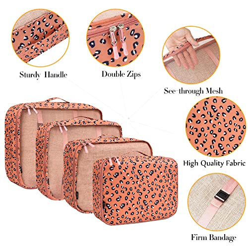 BAGAIL 8 Set Packing Cubes Luggage Packing Organizers for Travel Accessories-Pink Leopard - color: Pink Leopard, size: 8 Set