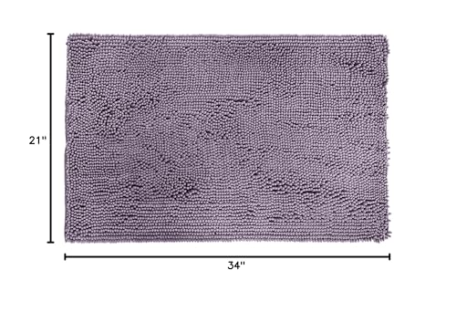 Amazon Basics Non-Slip Microfiber Absorbent Plush Shag Bathroom Rug Mat, Machine Washable, 21" x 34", Lavender - color: Lavender, size: 1'9" x 2'10" (Rectangular)