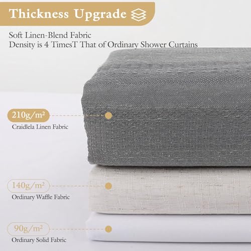 Small Stall Boho Farmhouse Shower Curtain with Tassel, Linen Bohemian French Country Chic Bathroom Shower Curtain Set, Modern Striped Textured Shower Curtain 36x72 - Light Grey - color: Lightgrey, size: 36"W x 72"L (Pack of 1)