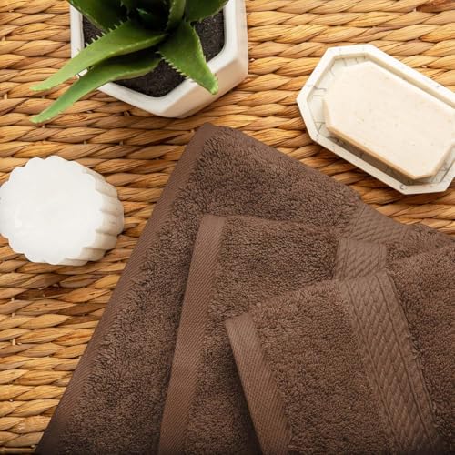 Superior Egyptian Cotton Ultra Plush & Absorbent, 3 Piece Set, Chocolate | Quick Dry, Soft Luxury Towel Set, Bath Essentials, Guest Bath, Spa, 1 Bath, 1 Hand, 1 Face Towels, Madeline Towels - color: Chocolate, size: 3-Piece Towel Set