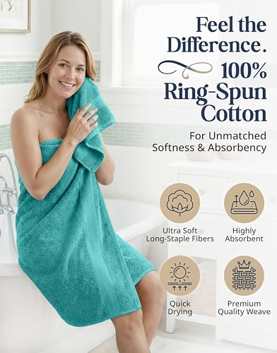LANE LINEN 100% Cotton Bath Towel Set - 16 Pieces - Softer, Durable & Highly Absorbent - 4 Bath, 8 Wash cloths, 4 Hand Towels for Bathroom - Family Set, Premium Quality & OEKO-TEX Certified - Teal - color: 09: Teal