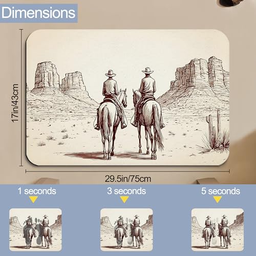 Bathroom Floor Mat,Western Cowboy Bathroom Rugs,Quick Dry Rustic Farmhouse Diatomaceous Bath Mat,Non Slip Super Absorbent Soft Floor Mat for Home Kitchen Dorm Patio 17 X 29.5 Inch - color: Western Cowboy