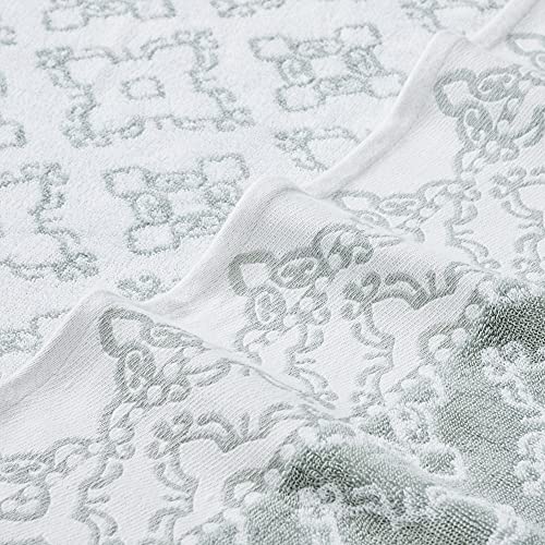 Modern Threads Charlize 6-Piece 100% Cotton Towel Set – Reversible Yarn Dyed Jacquard & Solid – Includes 2 Bath Towels, 2 Hand Towels, 2 Washcloths – Absorbent, Quick Dry, Soft & Durable – Dark Sage - color: Dark Sage, style: Fancy Medallion