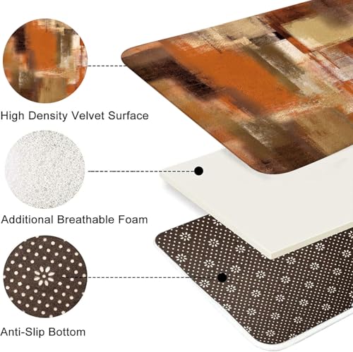 Burnt Orange Abstract Bath Rug, Modern Art Brown Rust Painting Bath Mat Sets for Bathroom, Soft Non Slip Floor Rugs 17X29 Inch - color: Burnt Orange