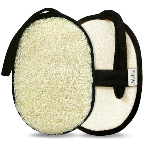 Natural Loofah Sponge (2 Pack),Large 7"x5.1"Shower Loofah Sponge Exfoliating Body Scrubber for Women and Men,Natural Materials are Easily Biodegradable and Bath Exfoliation Doesn't Hurt The Skin