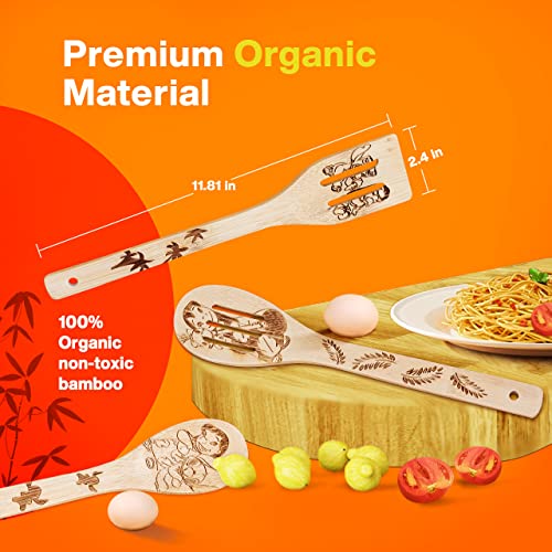 Stitch Wooden Cooking Utensils Set, 6-Piece Wooden Spoons and Spatulas for Cooking, Cartoon Style Kitchen Decor, Heat Resistant Tools for Nonstick Cookware, Housewarming Gift for Men and Women