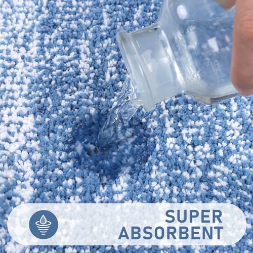 Bsmathom Bathroom Rugs Sets 4 Piece with Toilet Cover, Plush Shaggy Microfiber Bath Rugs Non Slip, Absorbent Machine Washable Bathroom Rugs with U-Shaped Contour Toilet Mat for Bathtub, Toilet, Blue - color: Blue, size: 18"x26"+20"x31"+U20"x24"+Cover19"x2