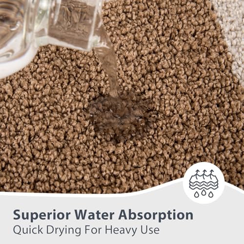 anllugs Bathroom Rugs 24" x 60", Non-Slip Extra Soft Absorbent Bath Rugs, Machine Washable Quick Dry Bath Mats for Bathroom Floor, Shower, Bathtub and Sink, Checkered Beige & Grayish Brown - color: Checkered-beige & Grayish Brown, size: 24" X 60"