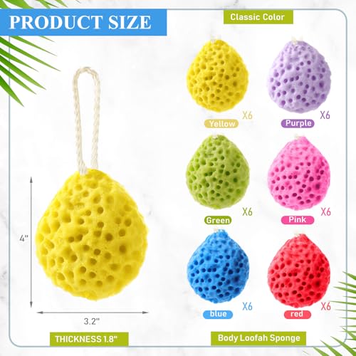 FoldTier 6 Pcs Bath Sponge Deep Cleansing Body Loofah Gentle and Deep Exfoliating Body Scrubber Bath Accessories Men Women Baby Sponge for Bathing Shower (Stylish Color) - color: Stylish Color