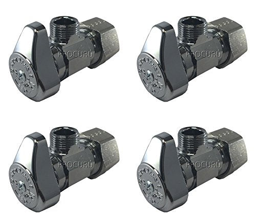 (4-Pack) BrassCraft G2CR19L1X 1/2-in Nominal Comp x 3/8-in OD Outlet Chrome Plated Brass 1/4-Turn Angle Stop Valve Less Outlet Sleeve/Nut (4-Pack)