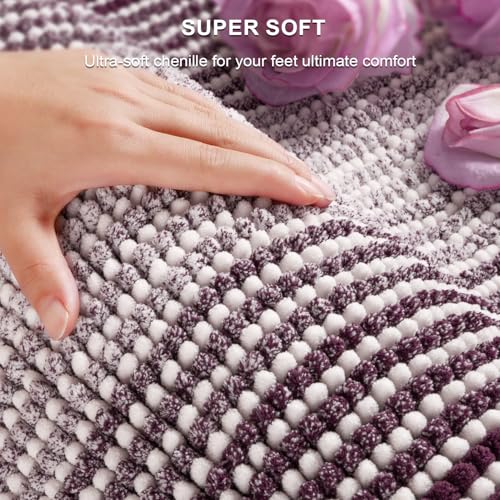 BSICPRO Bathroom Rugs and Mats Sets, 2 Piece Thick Absorbent Chenille Bath Mat Rug Set Non Slip, Soft Shaggy Bath Room Floor Mats for Bathroom, Machine Washable (Mauve Wine, 20" x 32" Plus 16" x 24") - color: Mauve Wine, size: 20" x 32" Plus 16" x 24"