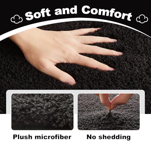 TYUU Black Bathroom Rug, Ultra Soft Bath Rugs Non Slip Washable, Super Absorbent Quick Dry Bath Mat with Rubber Backing for Bathroom Floor, Shower, or Sink, Black 24" x 48" - color: Black, size: 24" x 48"