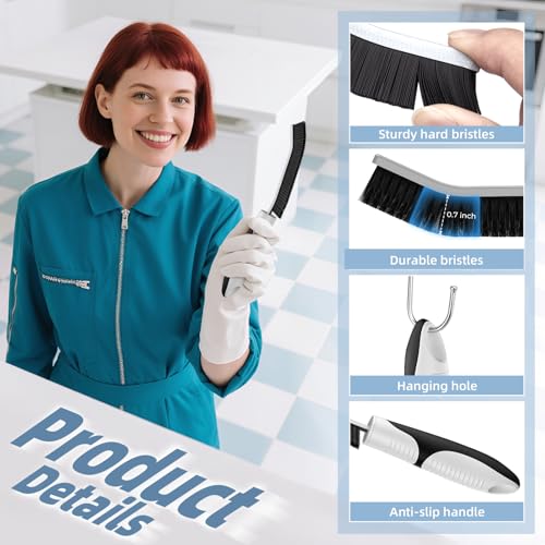 Cleangor Scrub Brush Set, Heavy Duty Scrub Brushes Crevice Cleaning Brush | with Stiff Bristles, 3 Different Brushes Included for Household Use, Grout, Tile, Bathroom, Kitchen, Bathtub, Floor