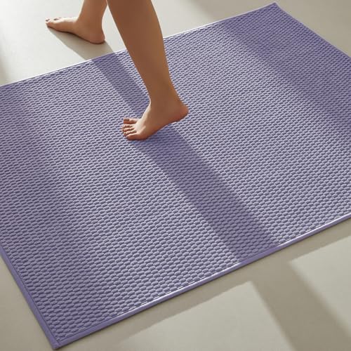 TYUU Large Bathroom Rugs Non Slip Washable Bath Rugs Super Absorbent Bathroom Rug Thin Quick Dry Low Pile Bath Mats, Lavender 36"x48" - color: Lavender, size: 3' X 4' (Rectangular)