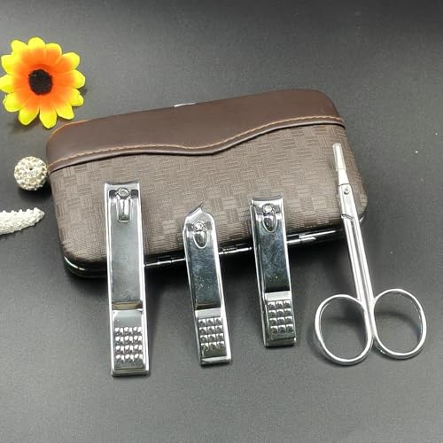 Manicure Set for Men and Women Professional Nail Clippers Kit with Travel Case Stainless Steel Pedicure Grooming Tools Accessories Nail Care Tools with Leather Case,Mothers Day - color: Brown-8pcs