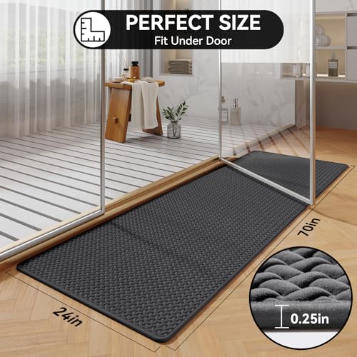 YDKGL Bathroom Runner Non Slip, Extra Soft Absorbent Quick Dry Bath Mats, Foam Weave Texture Thin Bath Rugs Washable with Rubber Backing, 24" x 70“ - color: Grey, size: 24"x 70"
