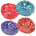 4 PCS Shower Cap for Women, Elastic and Reusable Bath Caps, Double Layers Shower Caps Reusable Waterproof, Bathing Shower Caps, Environmental Bath Hair Protection Cap - Chrismas Pattern - color: Chrismas Pattern 4 PCS/Set