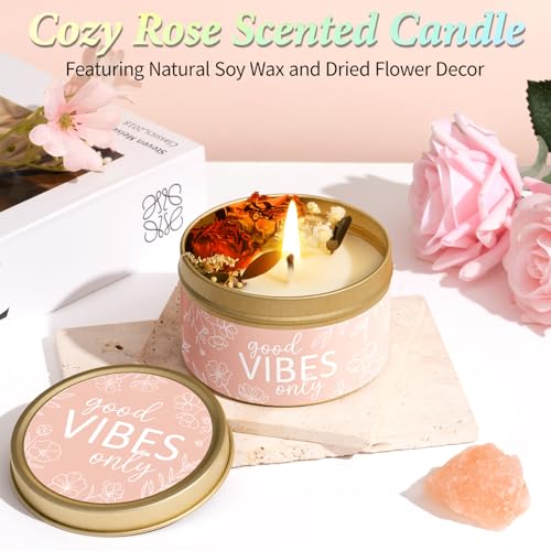 Spa Gifts for Women Bath Gift Set, Rose Relaxing Spa Gift Baskets Home Bath Set Self Care Kit Care Package Thank You Birthday Mothers Day Easter Gifts for Women Her Mom Sister Friends Teen Girls Wife - color: Pink-Rose
