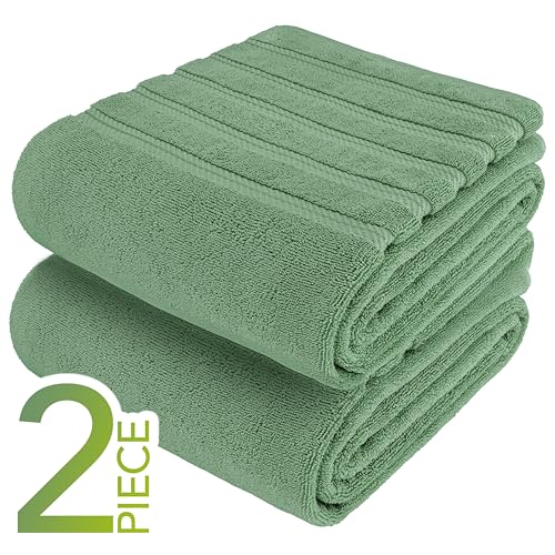 American Soft Linen 100% Cotton Luxury Turkish Towels, 2PC 35x70 Bath Sheet | Soft Absorbent Quick Dry OEKO Tex Standard 100 Certificated Durable Machine Washable Breathable Premium Hotel Quality - color: Sage Green, size: 2 PC (35"x70")
