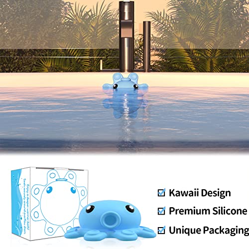 Bath Tub Overflow Drain Cover- Silicone Bathtub Overflow Cover with Suction Cups, Tub Drain Block Adds Inches of Water for Deeper Bath, Cute Bathroom Accessories, Blue - color: Blue