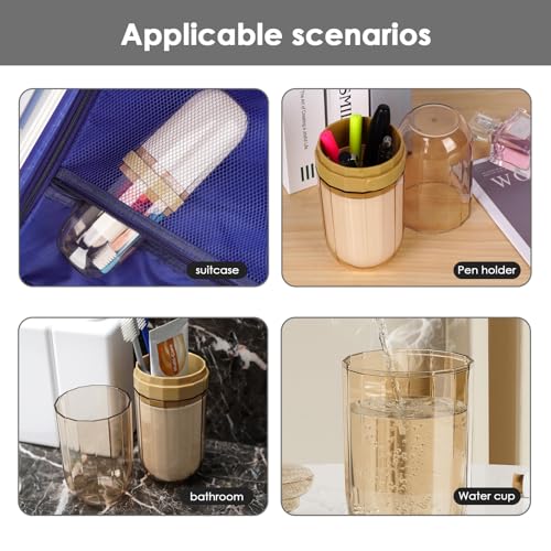 Travel Toothbrush Case, Portable Travel Toothbrush Holder with Toothbrush Cup, 3 in 1 Storage Toothbrush and Toothpaste Holder with Lid for Traveling Home Camping Bussines Trip (Clear Yellow) - color: Yellow