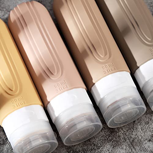 Mrsdry Travel Bottles for Toiletries, Tsa Approved 3oz Travel Size Containers BPA Free Leak Proof Refillable Liquid Silicone Squeezable Travel Accessories for Shampoo Conditioner Lotion (4 Pack) - color: Apr