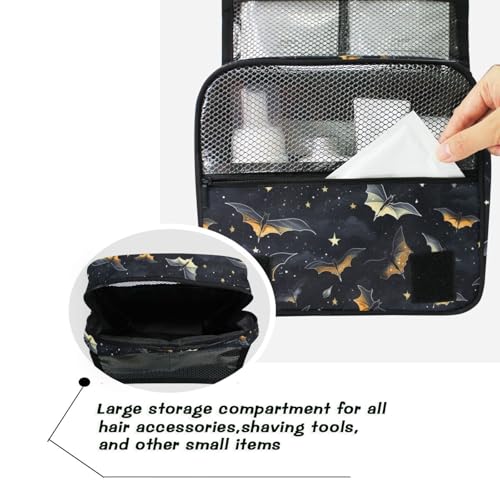 MNSRUU Hanging Toiletry Bag Gothic Skull Bat Travel Makeup bag for Toiletries Portable Travel Toiletry Organizer Cosmetic Bags with Hanging Hook - color: Skull I 4177