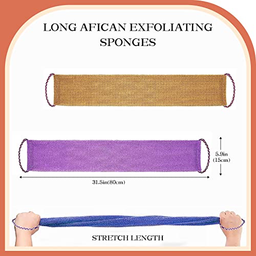 Dr.Pedi 3 Pieces African Net Sponge with Handles Long African Exfoliating Net Washcloth Bath Sponge Net Cloth Wash Net Body Back Scrubber for Shower Loofah - style: deep