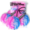 Loofah Sponge Bath Sponge for Women Men 4 Pack (Blue Pink Conbine) - style: Blue Pink Conbine