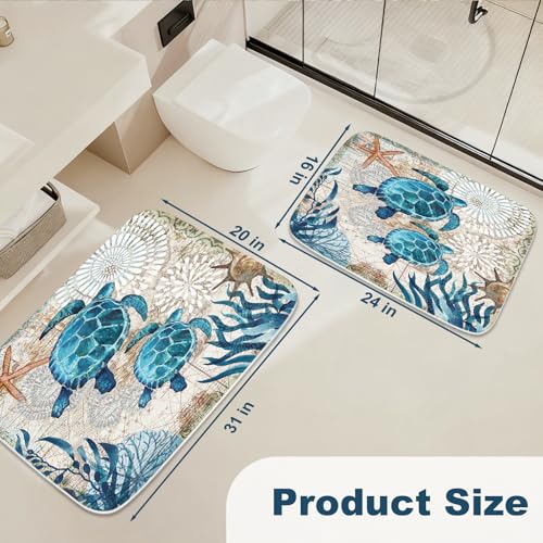 Sea Turtles Nautical Blue Ocean Beach Animals Bath Rugs Non Slip Shower Mat Bathroom Decor Door Rug (20x31 inches, Sea Turtles) - color: Multi Color 1, size: 2'7" x 1'8" (Rectangular)