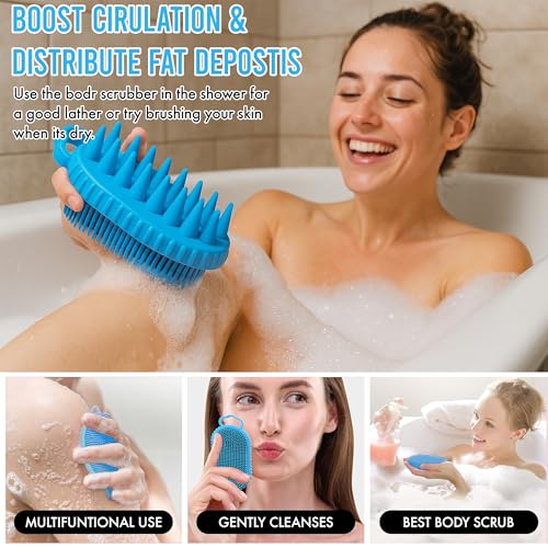 Multi-Function Silicone Scalp Scrubber and Shampoo Brush Soft Scalp Massager for Exfoliation, Dandruff Removal, Relaxation, Supports Circulation & Growth, Scalp Brush Comfy for Wet & Dry Use in Shower